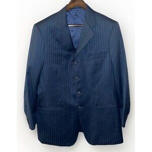 Gianni Versace Tessuti Blazer Blue Pinstripe Made for NFL Star Henry Ellard 46